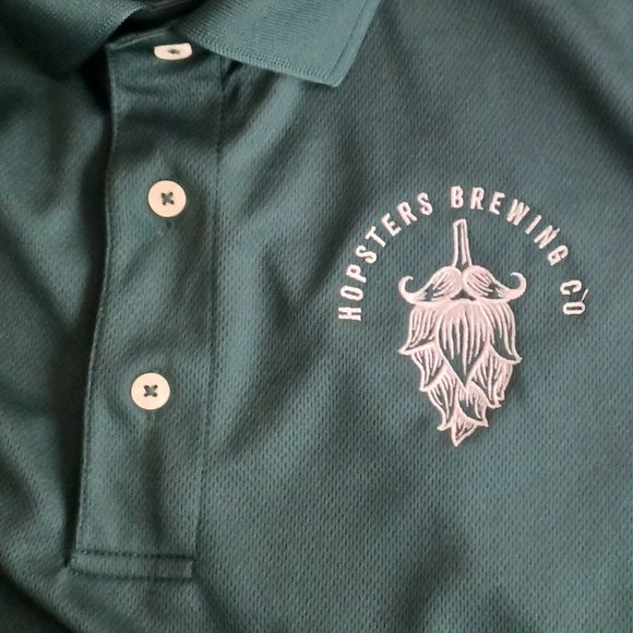 Mens Polo Shirt Collared Jersey Hopsters Beer Brewing Co Boston MA Size M Medium - Picture 4 of 5